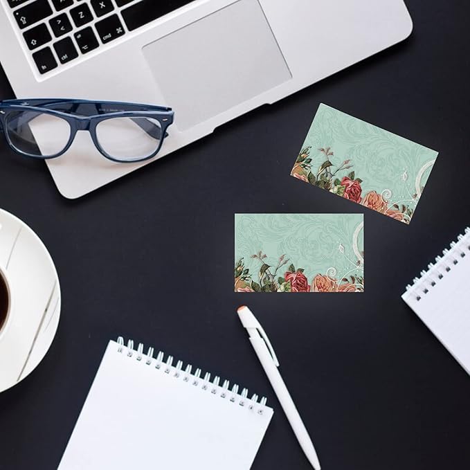 Business Cards Customize with Floral Templates, Custom Business Cards Personalized with Your Logo, 3.5"X 2" 300gsm Matte Paper for Small Business