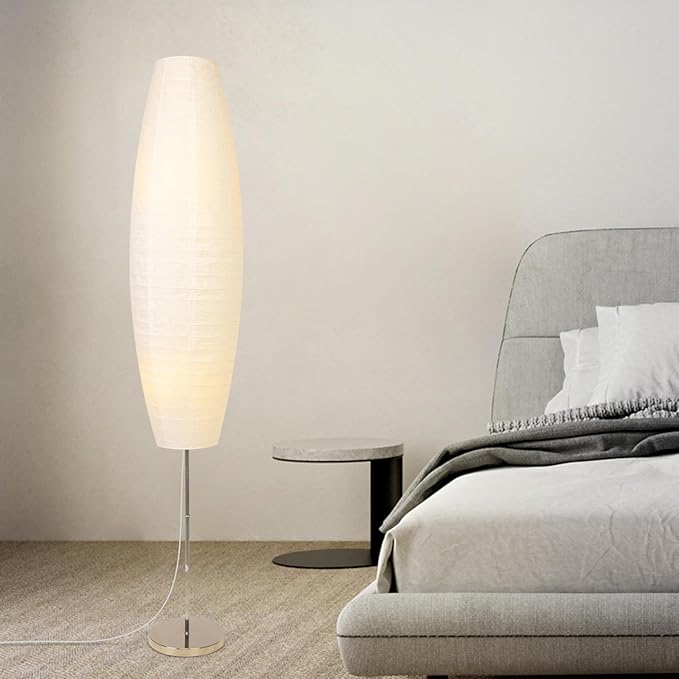 Paper Floor Lamp, 59'' Minimalist Japanese Lamp, Perfect for Living Room, Office, Bedroom, Kids Room, Reading, Home Decor- no Bulb(Oval 2 Pack)