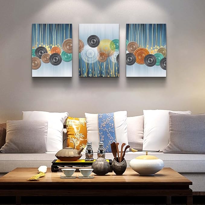Abstract Canvas Wall Art - 3 Pieces Set for Living Room, Bedroom, Office & Bathroom Decor