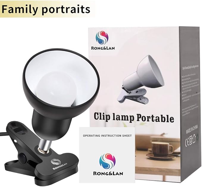 RONG&LAN Clip lamp,360° Rotation Clip on Lamp Portable Book Reading Light,Clamp on Desk/Table/Bunk Bed/Cupboard Home Lighting, (Desk lamp,Seven Colors for Your Choice) (Blue)
