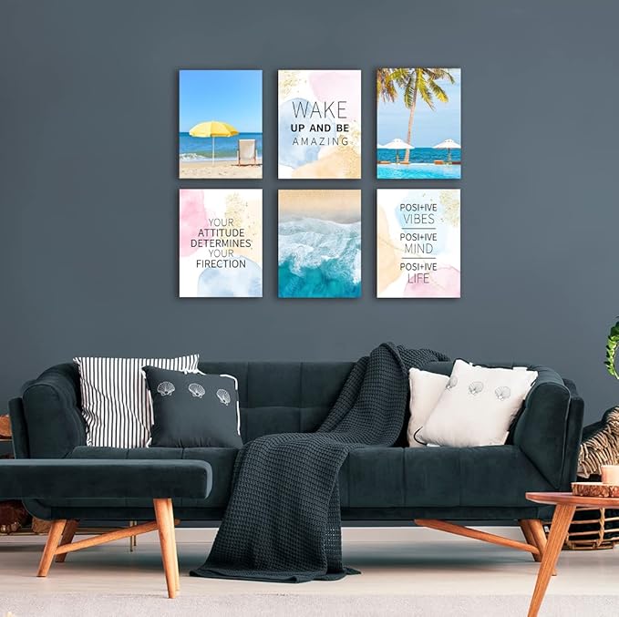 Inspirational Quotes Motto Wall Art,Motivational Office Wall Art Decoration Painting, Suitable for Library, School, Gym,Office, Living Room,Home Deco,Tabletop/Hanging,| 6-pack(29 x 38 cm ) Framed 5