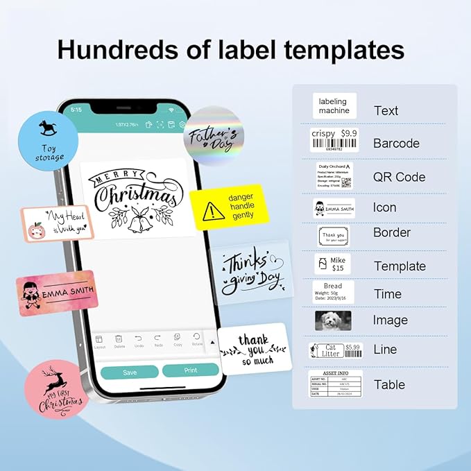 Label Maker - 2 Inch Thermal Label Printer L7 Portable Bluetooth Label Maker with Tape,Support with Android&IOS, Easy to Use for Office, Home, Business, Clothing, Address, Mailing(with 1 Roll Label)