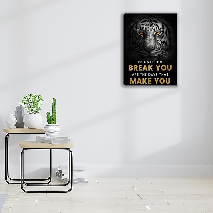 Motivational Office Wall Decor Posters Inspirational Black Wolf Canvas Wall Art Posters Prints Entrepreneur Quote Wall Picture Paintings Artwork Home Bedroom Living Room Decor Framed 12"x16"
