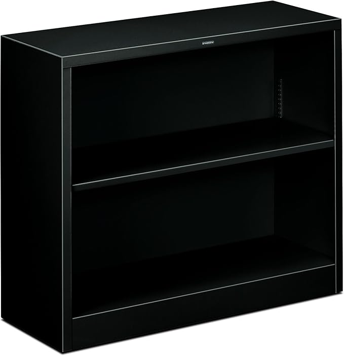 HON S30ABCP Metal Bookcase Two-Shelf 34-1/2w x 12-5/8d x 29h Black, Black
