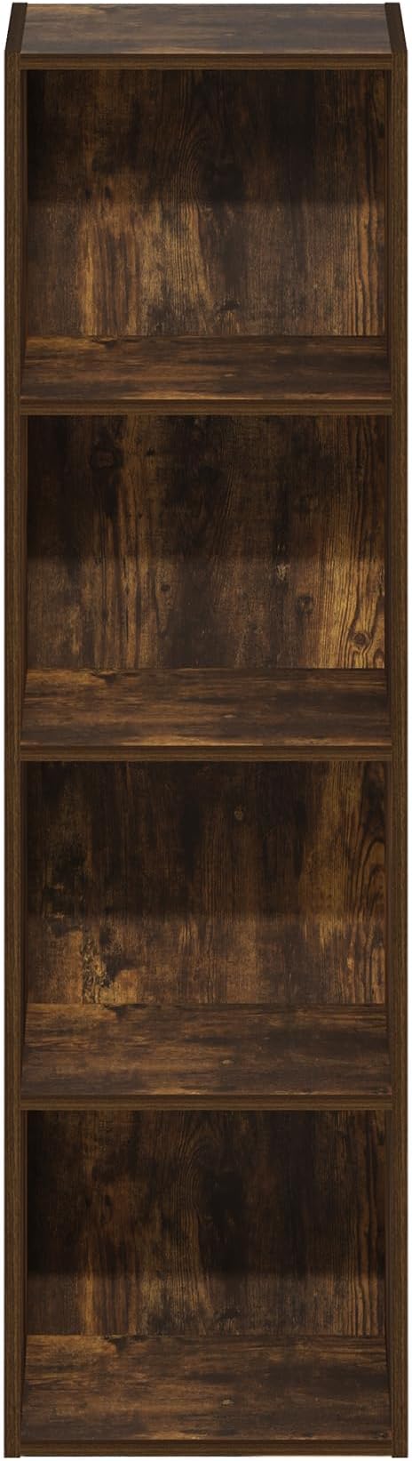 Furinno PASIR Book Shelf, 4-Tier Bookcase, Modern Standing Bookshelf, Open Storage Shelf, 9 x 12 x 42 Inches, for Home Office, Living Room, Amber Oak