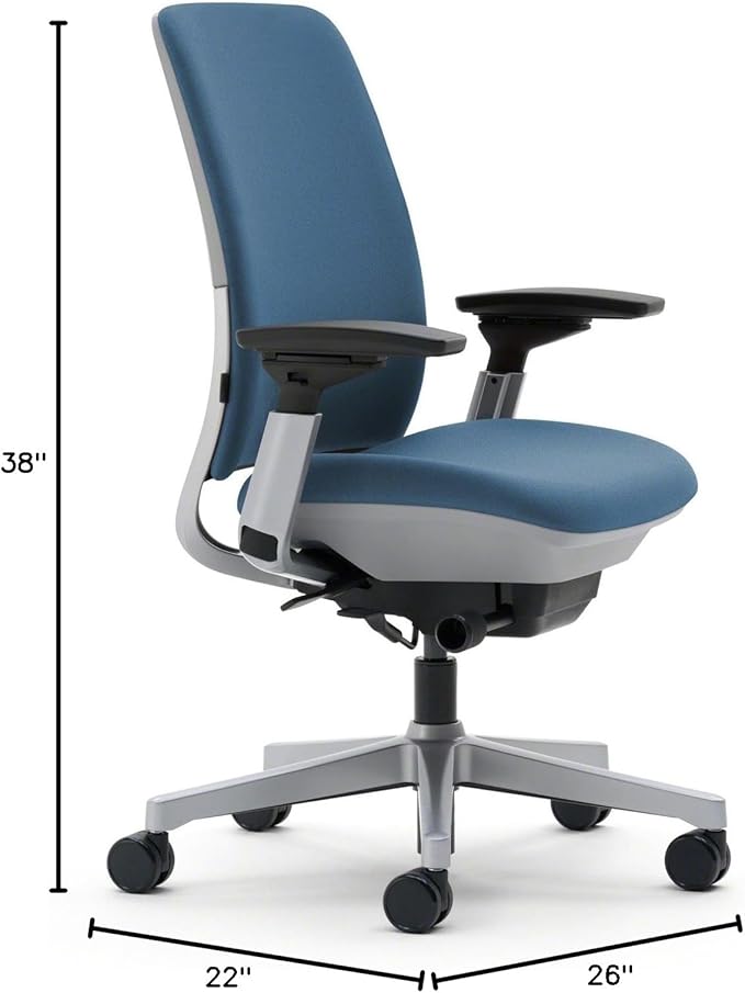 Steelcase Amia(R) Ergonomic Work Chair, Fabric = Sky; Frame/Base = Platinum/Platinum
