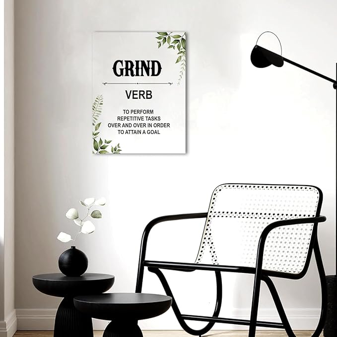 Gwisml Grind Definition Wall Art,Inspirational Quotes Canvas Frame Paintings For Office Home Workplace Wall Art Decor
