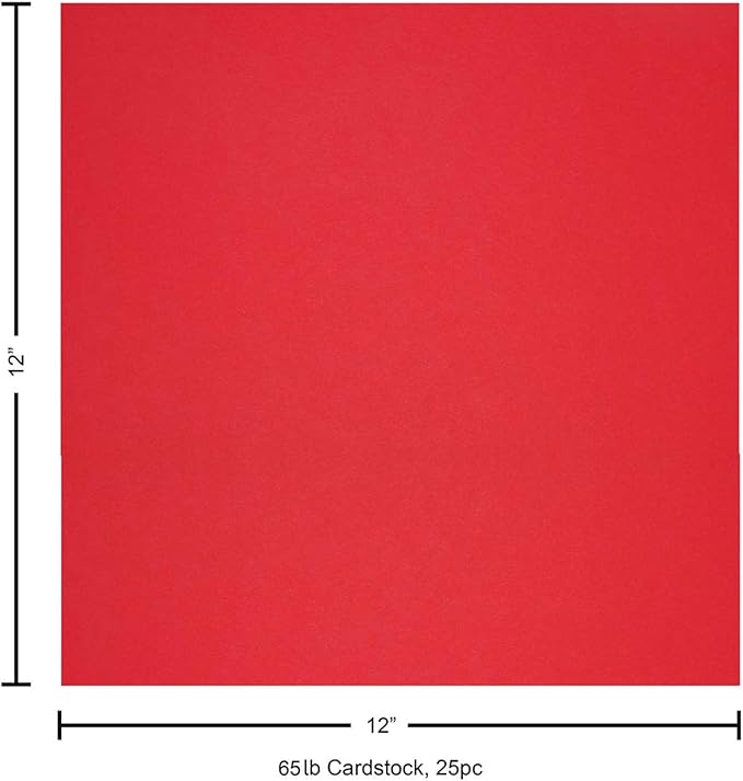 PA Paper Accents Smooth Cardstock 12" x 12" Fiesta, 65lb colored cardstock paper for card making, scrapbooking, printing, quilling and crafts, 25 piece pack