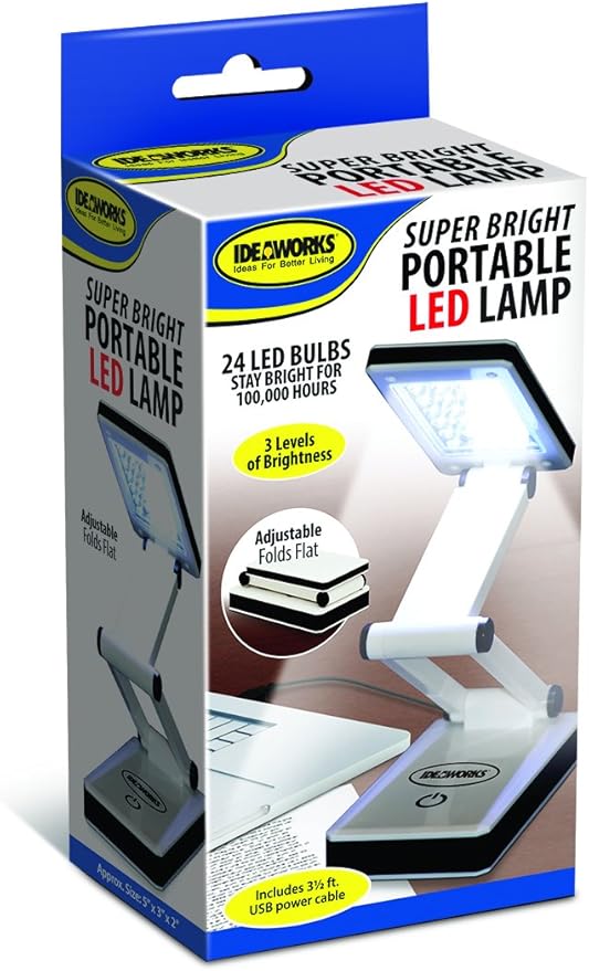 IdeaWorks LED Lamp for Desk - Collapsible, Portable from Home to Office, Acrylonitrile Butadiene Styrene, White