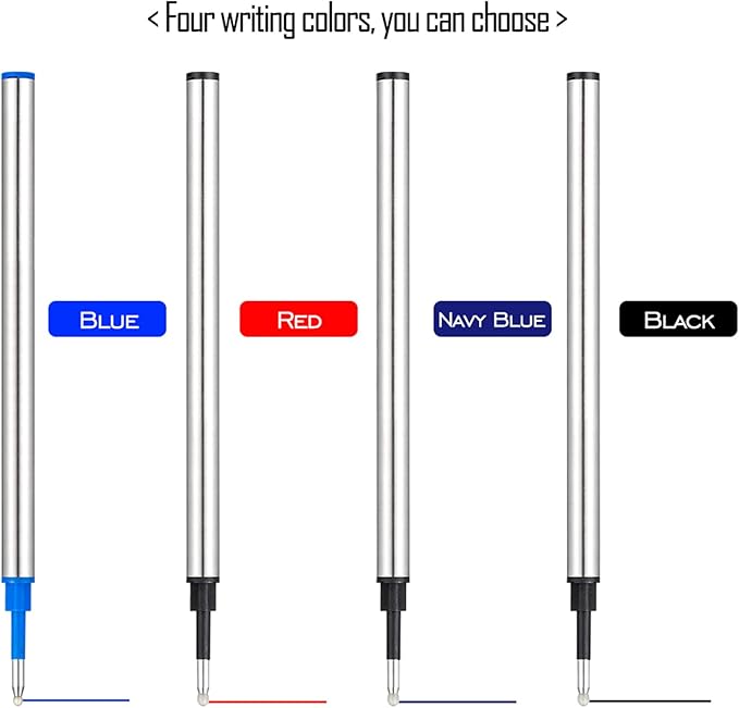 DunBong Rollerball Pen Refills, Roller Ball Fine Point 0.5mm, Red Ink Refill Pack of 5 - Replaceable Ballpoint Pen Refills Medium Point (Black)