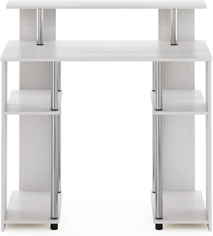 Furinno Jaya Simple Design Computer Writing Desk, White Oak/Stainless Steel