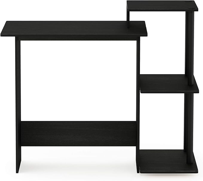 Furinno EFFICIENT Desk, 28.6" Wide Gaming Desk with 3 Open Side Shelves, Laptop Notebook Computer Desk, Office Desk for Home Office, Study Room, Dorm, Bedroom, Americano