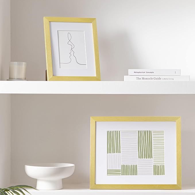 eletecpro 8x10 Picture Frames Set of 10, Picture Frame Collage Wall Decor Display 5x7 Photo with Mat or 8x10 without Mat, Home Decor Gallery Frame for Table Top or Wall Mounting, Gold