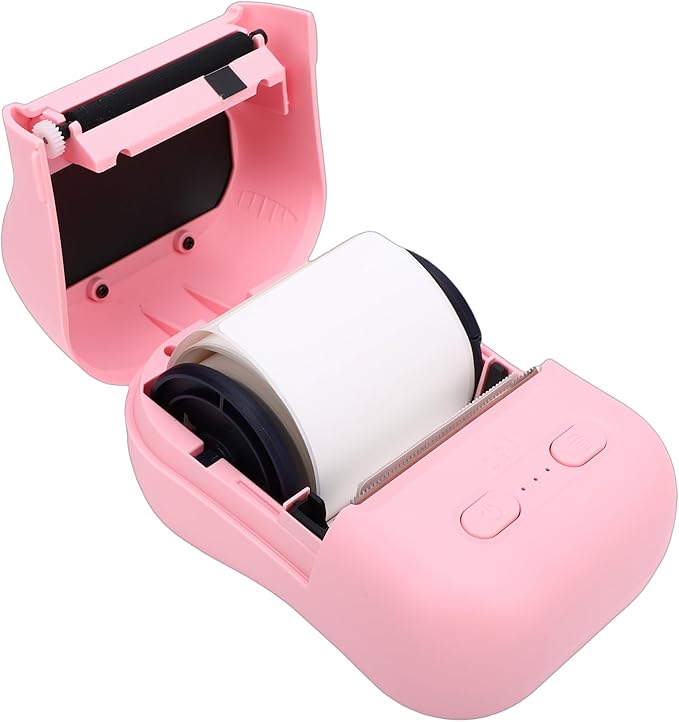 VBESTLIFE Mini Portable Thermal Printer Print Pod, Inkless Bluetooth Label Maker Machine for DIY Crafts, Journaling, Office & Home Use (Pink)