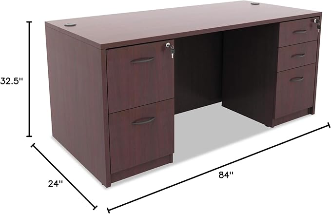 Alera Valencia Series 16 by 22 by 28-Inch 2 Box and 1 File Drawer Full Pedestal, Medium Cherry