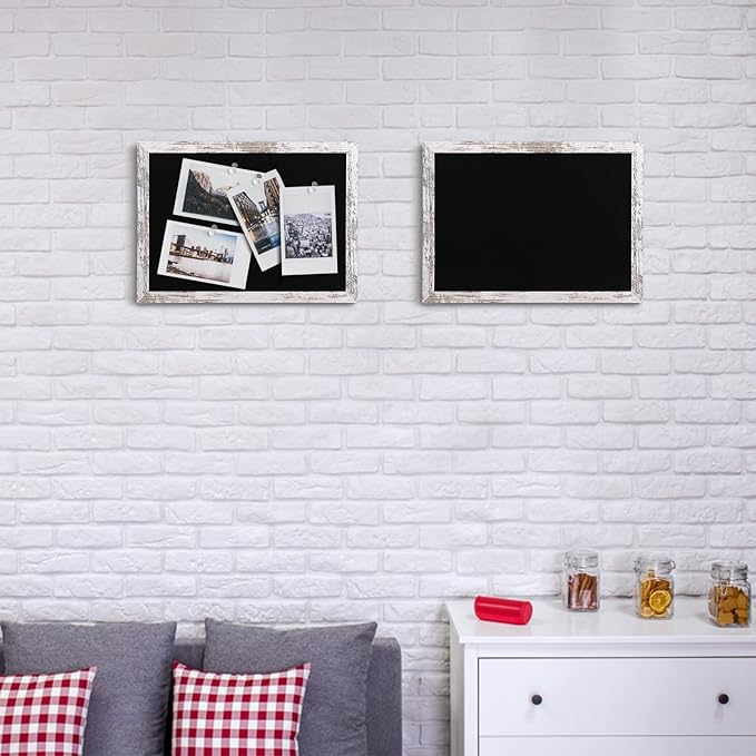 Black Felt Bulletin Board, Bulletin Boards for Walls with Wood Frame, Pin Board Vision Board for Office Home Kitchen and School with Pins, Screws, Anchors, 14.2x10.2 inches,1pc