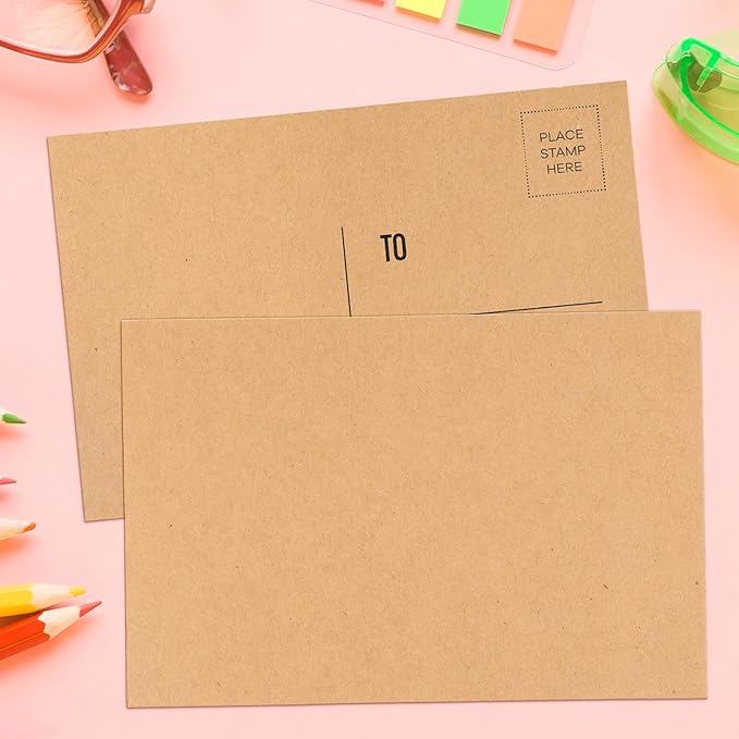 Sweetzer & Orange Blank Postcards for Mailing. 60 Kraft 4x6 Plain Message Sheets, Unwritten Mailable Sheet Set. Make Your Own Printable Notes. 300gsm Greeting Paper Cardstock, Bulk Papers Pack.