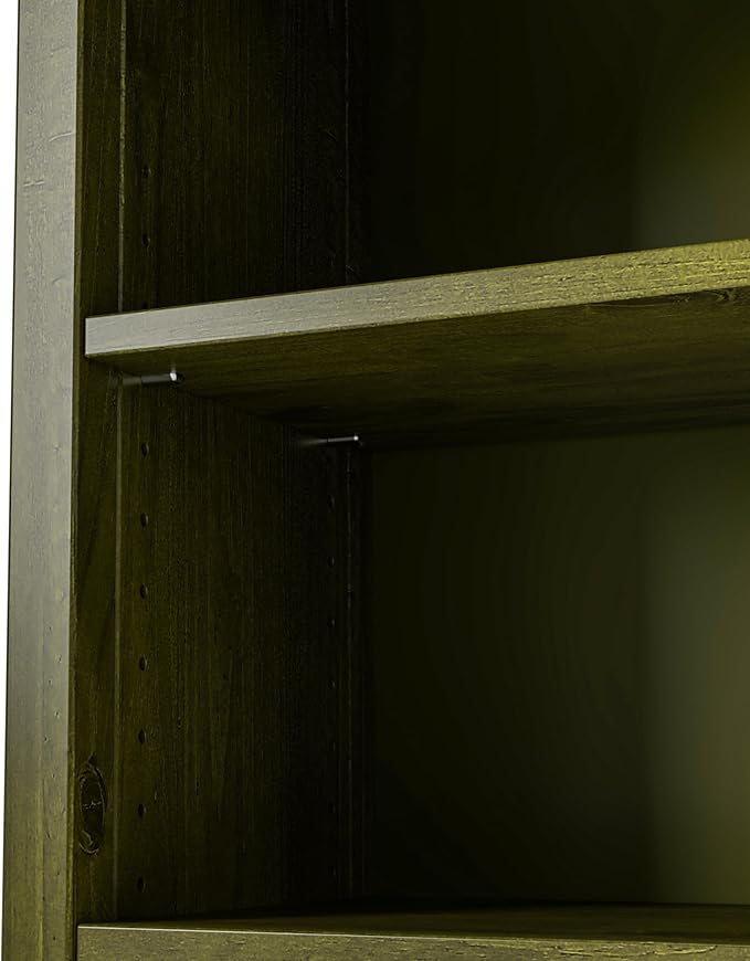 Camaflexi Shaker Style 3 Shelf Bookcase/Solid Wood / 36" High/Adjustable Shelving/Closed Back/Display Bookshelf for Living Room, Bedroom, Home and Office, Olive Grove Green