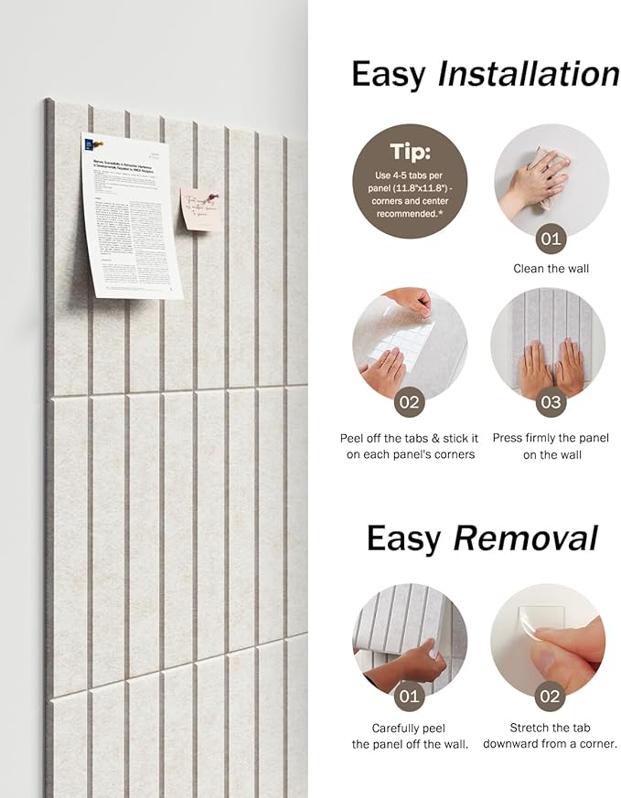 Large Cork Board, 48" X 36" Bulletin Board, 12 Pack Felt Pin Boards Cork Boards for Walls Office Home Decor, Classroom with 60 Safe Removable Adhesive Tabs Grey