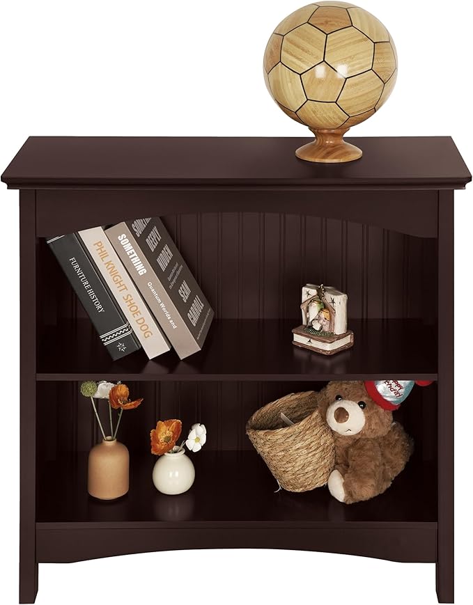eHemco 2 Tier Bookcase with 2 Arched Supports, 29 Inches, Cherry