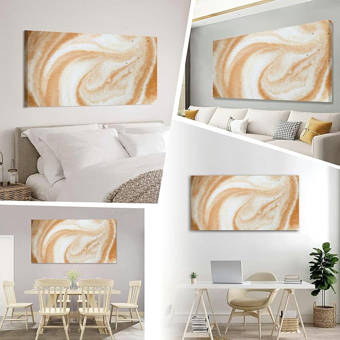 TIGTMULERLY Wall Art Frame Gallery Wall Decor Hot coffee surface Modern Canvas Prints Artwork for Living Room Bedroom Office Kitchen 48x24Inch