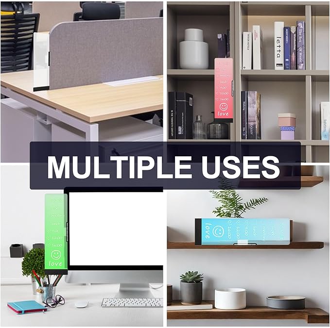 LED Memo Board with Sticky Note Holder, Office Supplies, Monitor Memo Board, Clear Acrylic Computer Monitor Organizer, Work from Home Essentials, Multifunction Workspace Accessories (Black-L)