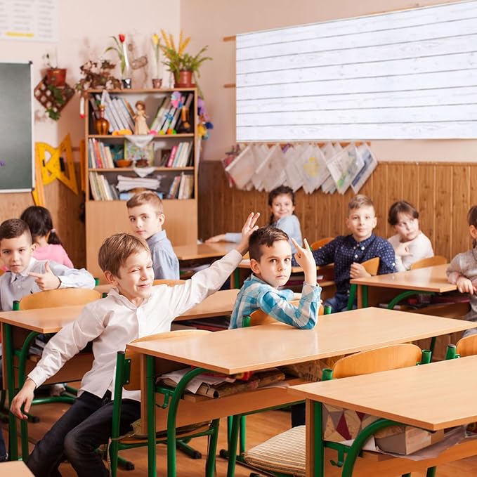 Bulletin Board Paper 48'' x 107'' Class Boards for Classroom Bulletin Boards Everyone is Welcome Classroom Board Decor Pillows Curtains Crafts(White Wood,1 Pc)