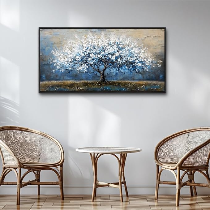 KELIYUAN Large Canvas Wall Decor For Living Room Black Framed Wall Art For Bedroom Wall Painting Abstract Tree Pictures Office Dining Room Decor Art Hotel Room Mural Home Decor Aesthetics 24"X48"