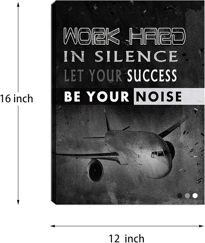 Inspiration Wall Art Black Office Motivational Canvas Wall Decor Success Posters Prints Entrepreneur Quote Wall Picture Paintings Artwork Home Bedroom Framed Ready to Hang 12"x16"