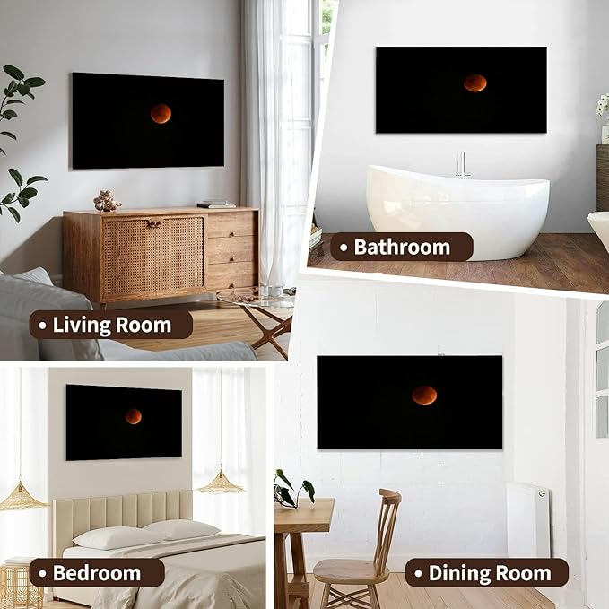 Canvas Wall Art for Living Room Bedroom Lunar Eclipse Pune Maharashtra India Big Large Wall Art Decor Framed Painting Wall Pictures Prints Artwork Office
