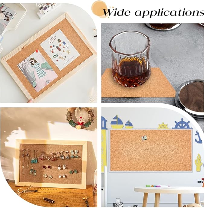 OLYCRAFT 10 Sheets Cork Sheets 12x6.1 Inch Thin Cork Roll 1mm Thick Brown Corks Board Rectangle Wooden Tiles Wood Mats for Coaster Placemat Kitchen Dining Hall DIY Crafts Supplies