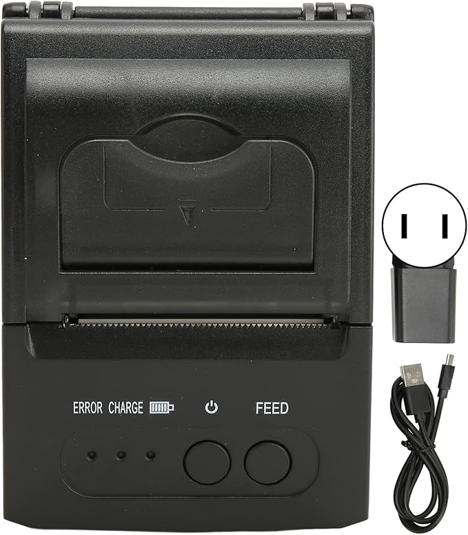 Fockety 58mm Paper Thermal Printer, 203dpi Inkless Printer Paper Printer for Phone, Laptop, 90mm s 2000mAh Portable Printer Printer Mobile Printer for Office, Travel (US