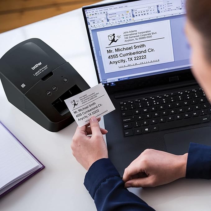Brother QL-600 Economic Desktop Label Printer for Home and Office, Black - Wired USB Connectivity - up to 2.4" Wide, 300 x 600 dpi, 44 Labels Per Minute, Automatic Cutter Label Maker, Tillsiy
