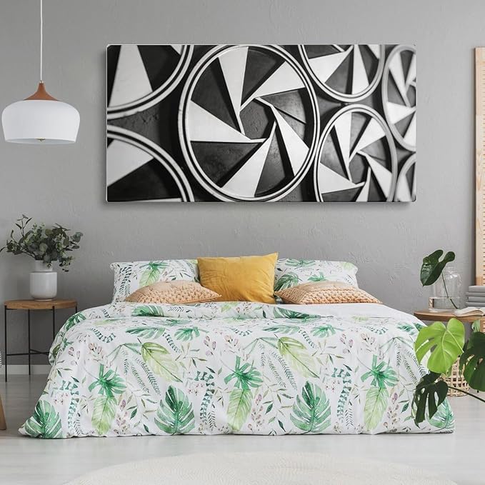 Modern Geometric Framed Canvas Wall Art for Living Room, Black White Abstract Decor 58"L x 28"W