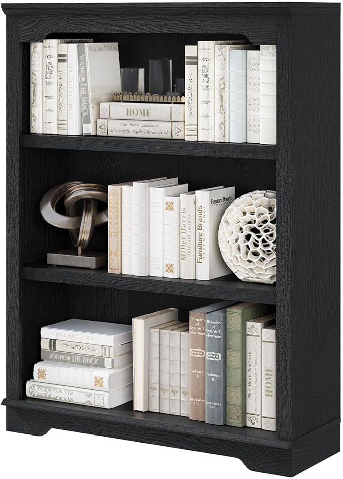 HIFYOBRO 3 Tier Bookshelf and Bookcase, 31.5" Wide Wooden Book Shelf, Freestanding Open Display Storage Bookshelves for Study Room, Home Office, Living Room