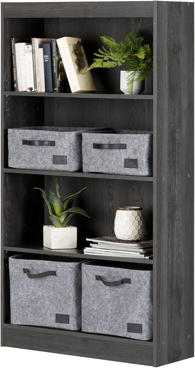 South Shore 4-Shelf Bookcase Gray Oak