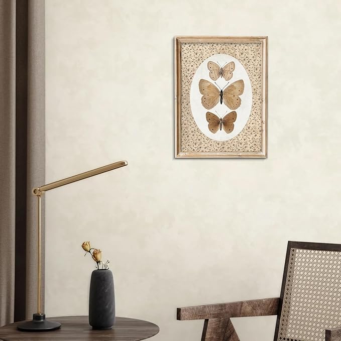 uniro Vintage Butterfly Canvas Wall Art, Bedroom Bathroom Shelf Retro Butterfly Illustration Room Decor, Canvas Prints, Posters Wall Decor Antique Paintings Home Farmhouse Wall Decor