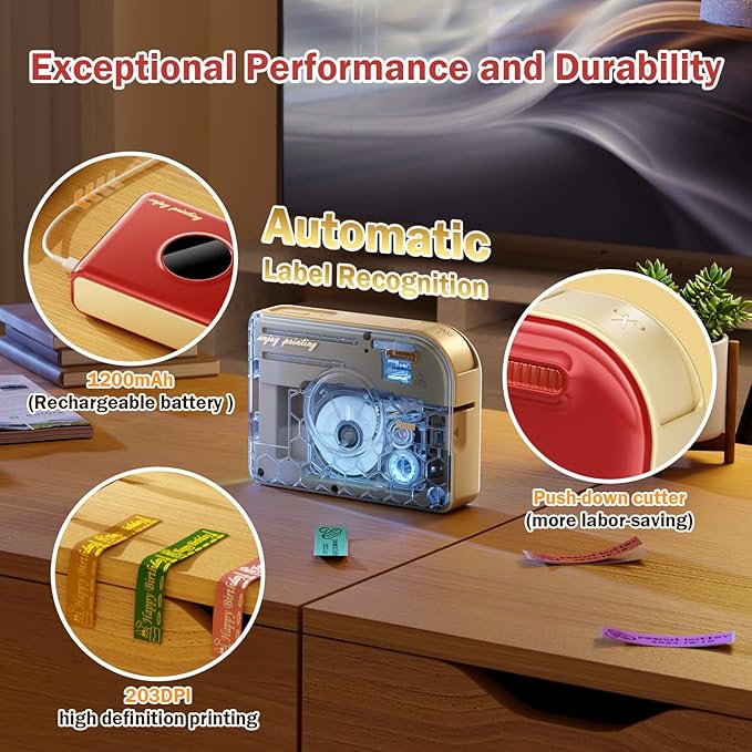 Phomemo Ribbon Printer, A30 Label Laker Machine Mini Bluetooth Portabel Color Text Label Printer, Smart Thermal Transfer Printing for Gift Craft Holiday Decor, Cloth Name Tags, in/Outdoor