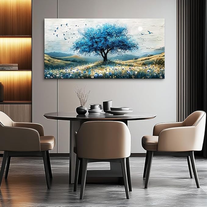 ZUITINGHUA Canvas Wall Art For Living Room Large Wall Decor For Office Bedroom Decorations The Blue Tree Landscape Pictures Farmhouse Painting Artwork Room Wall Mural Aesthetic Home Decor 30x60 In