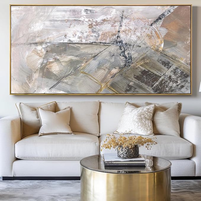 Wall Art Abstract Canvas Painting Gray Fantasy Wall Decor Fluid Ink Modern Artwork for Living Room Bedroom Dining Room Home Office Decor 30"x60" with Framed