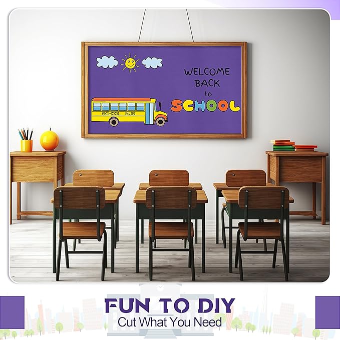 16 in x 40 Ft Fabric Bulletin Board Roll Classroom Non Woven Fabric Background Decorations Waterproof Wrinkle Resistant Bulletin Board for Back to School Wall Decor(Purple,Pure)