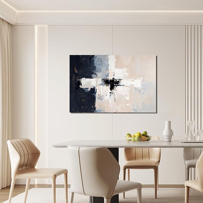Abstract Wall Art Decor Modern Wall Art Pictures for Living Room Abstract Canvas Art Wall Decor Artwork for Walls Black and White Wall Art Decor White Wall Art Prints Home Office Decorations 32" X 48"