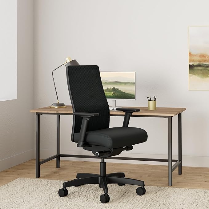 HON Ignition 2.0 Mid-Back - Black Mesh Computer Chair for Office Desk, Black Fabric (HONI2M2AMNC10TK)