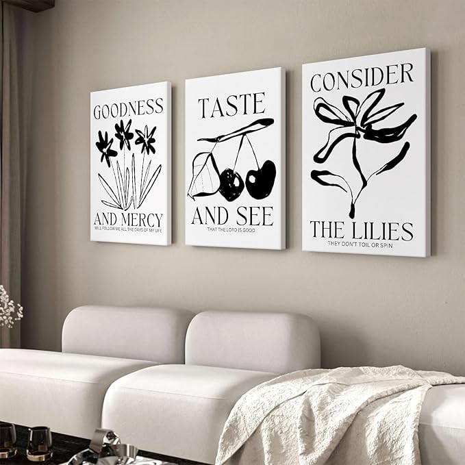 Christian Wall Art Bible Verse Canvas Poster Trendy Wall Decor Religious Pictures Modern Painting Scripture Poster Catholic Prints Cherry Artwork for Bedroom Living Room 12x16x3 Inch Ready to Hang