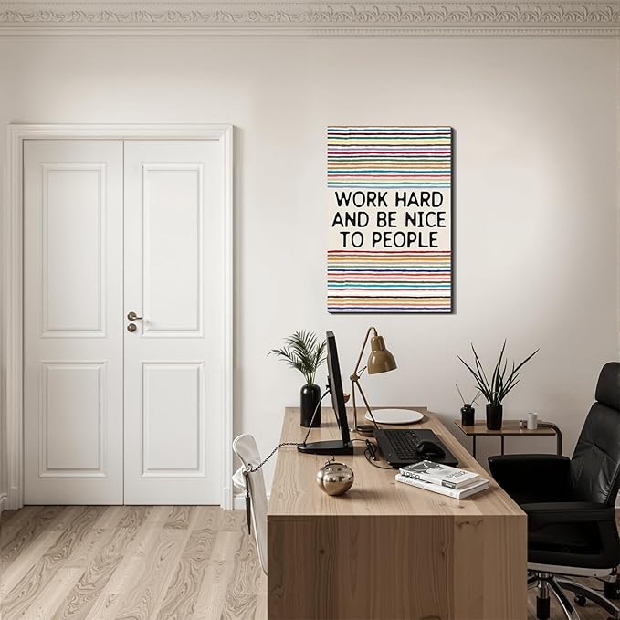 Gym Motivational Framed Canvas Wall Art Hustle Grind Prints Wall Decor for Fitness Studio Office Man Cave Bedroom Living Room Made in USA