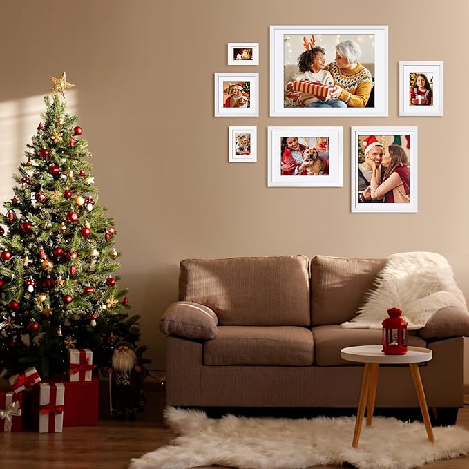 Egofine 16x20 Solid Wood Poster Frame Matted for 11x14 and 12x16 White - Acrylic Plexiglass Front for Wall Mounting Hanging Picture Frame Vertically or Horizontally, Set of 2