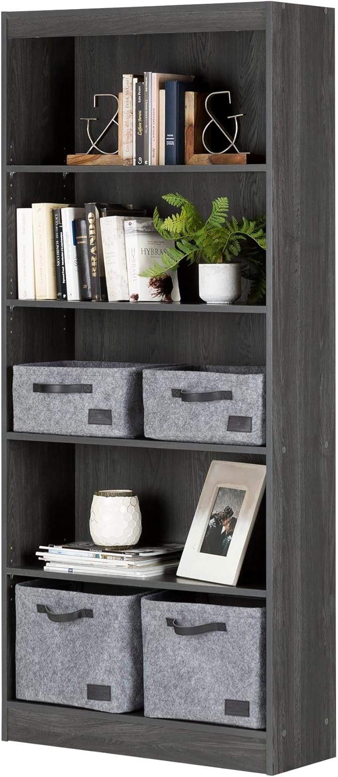 South Shore Axess 5-Shelf Bookcase - Gray Oak