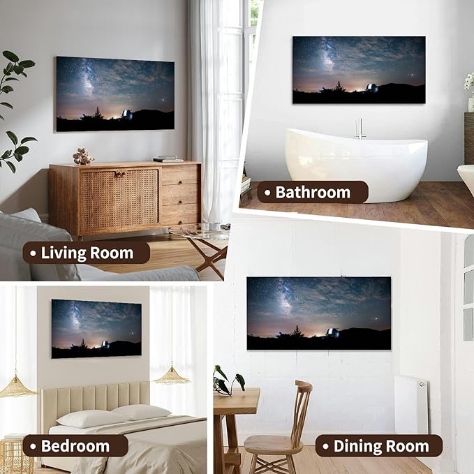Canvas Wall Art for Living Room Bedroom Open dome a big telescope an observatory the the starry sky Big Large Wall Art Decor Framed Painting Wall Pictures Prints Artwork Office