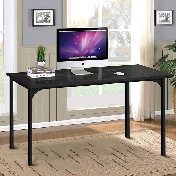 HealSmart Home Office Computer Desk Ideal for Work, Study, Writing, or Gaming 47 Inch Size, Black