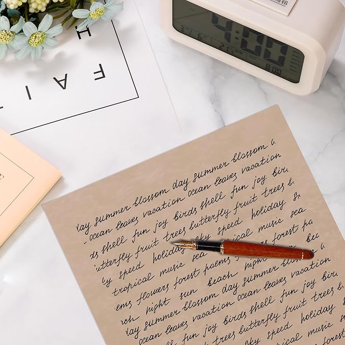 90PCS Vintage Paper 8.5 x 11 in Parchment paper for Writing Letter writing Paper, Decorative Printer Paper for Invitation, Letter, Resume, Award, Diploma, Art, Craft (Tan)